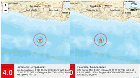 Gempa Pagi Ini Guncang Jawa Timur Rabu 9 Maret 2022 Berikut Info Bmkg