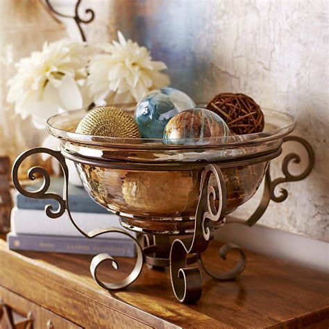 Tuscan Decorative Bowl With Stand Amber Tuscandecor Tuscan