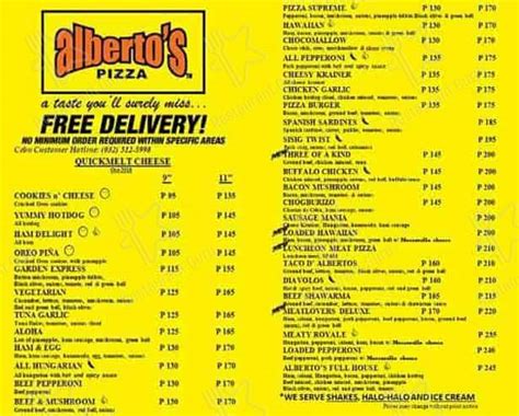 Menu At Albertos Pizza As Fortuna Branch Restaurant Cebu City 2 A