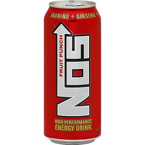 Nos High Performance Energy Drink Fruit Punch 16 Oz Can Sports