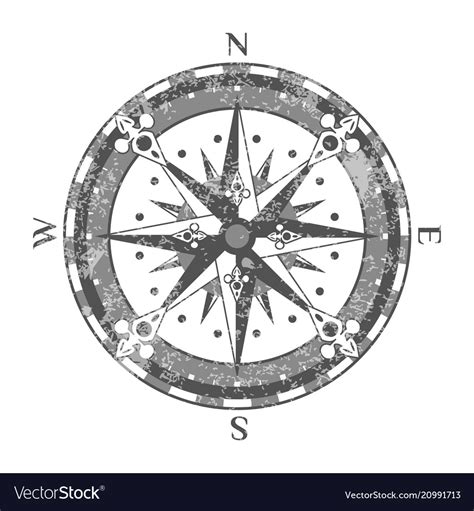 Ancient Compass Rose Isolated Icon Royalty Free Vector Image