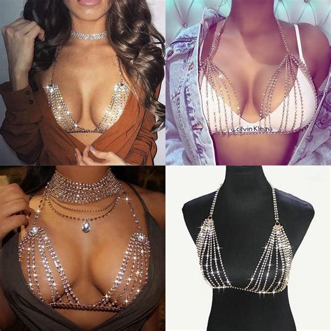 Body Chain Trend Bra Shiny Rhinestone Crystal Cover Chest Women Harness Necklace Bra Jewelry