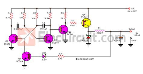 5v Switching Regulator Circuit Using Transistor Eleccircuit