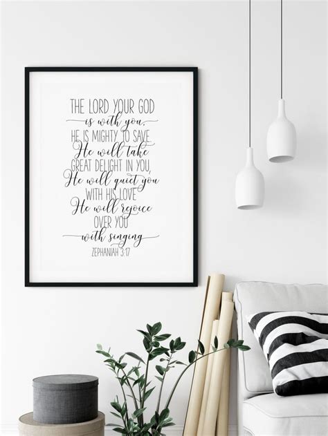 Bible Verse Wall Art The Lord Your God Is With You Zephaniah Etsy