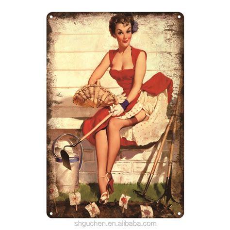 Pinup Poster Sexy Girl Lady Retro Plaque Metal Tin Sign Pin Up Cafe