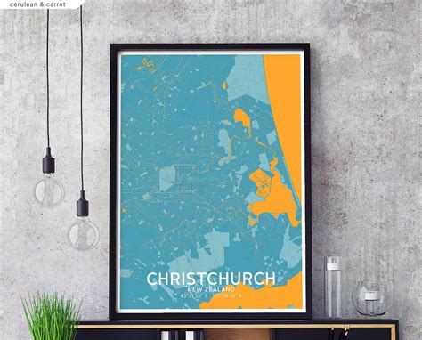 Christchurch New Zealand Map Poster Black White Hometown City Print
