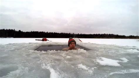Winter Swimming Ice Hole Sit In Latvia For 11 Min Youtube
