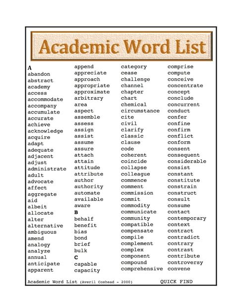 Academic Word List Vocabulary For Esl Movies Grow English