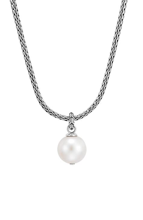 John Hardy Classic Chain Pearl Pendant Necklace In Pearlsilver Pearl