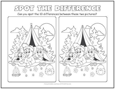 Camping Trip Spot The Difference Picture Puzzle Print It Free