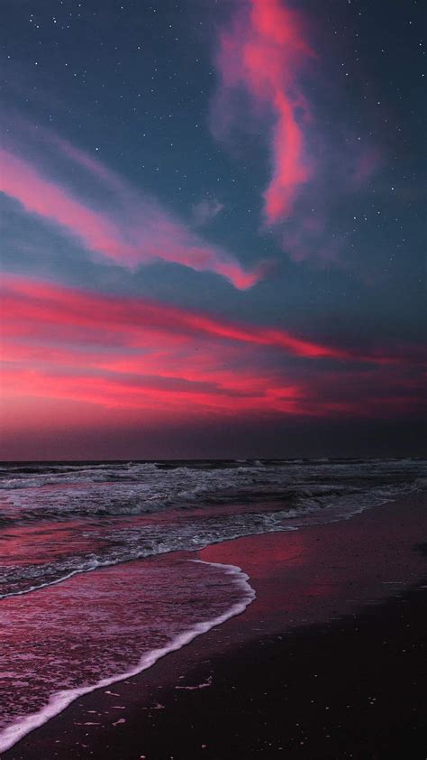 Beach Sunset Horizon Clouds Iphone Wallpaper Iphone Wallpapers