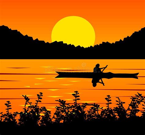 Sunset On A Lake Stock Vector Illustration Of Tropic 4602222