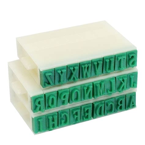 26 Pcs Green Rubber Head English Letters Alphabet Stamps