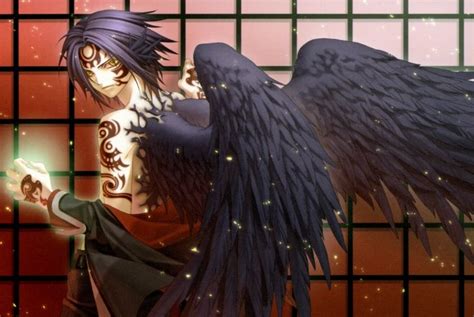 Anime Boy With Angel Wings Brunettes Tattoos Angels Wings Black Angel