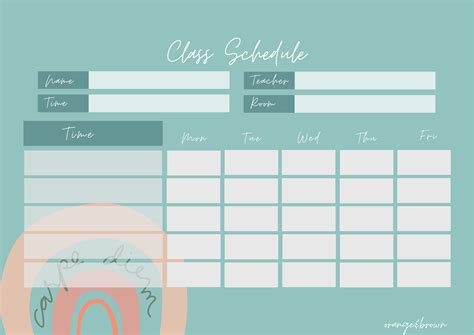 Free Class Schedule Template For You For Pdf File You Can