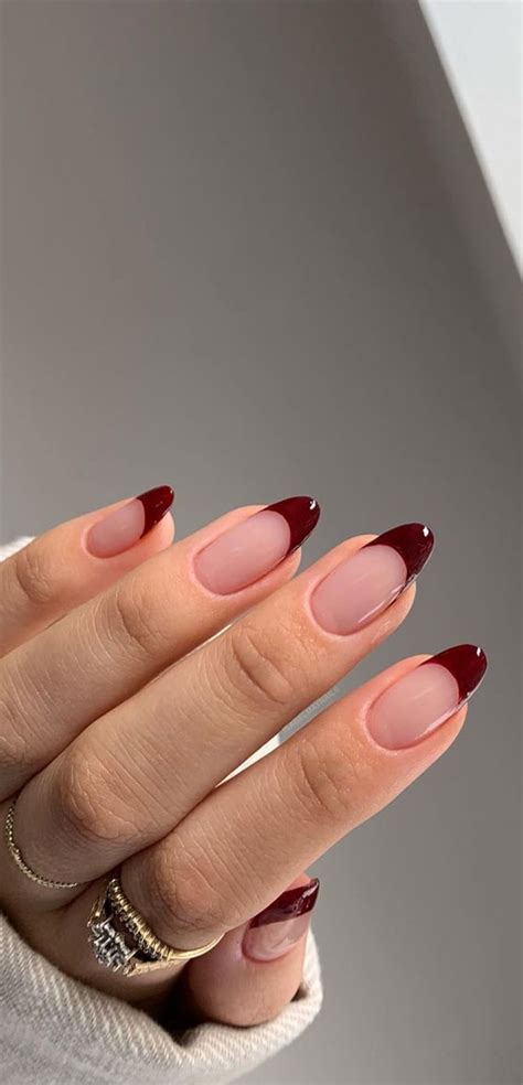 Maroon Color Tip Nails Maroon French Tip Nails French Manicure