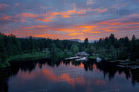 A Beautiful Sunset Above Cowichan Lake Vancouver Island Canada