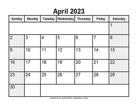 Printable April 2023 Calendar Free Printable