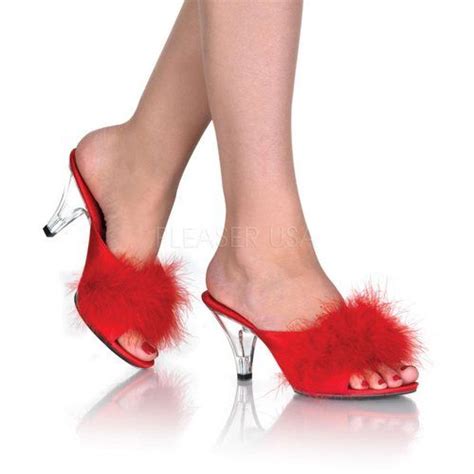 Red Satin Clear Open Toe Mini Platform Marabou Sandals Bel F R Sat Uturn Utopia