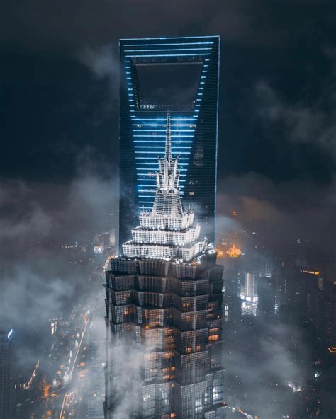 Shanghai World Financial Tower And Jin Mao Tower From Lujiazui Central