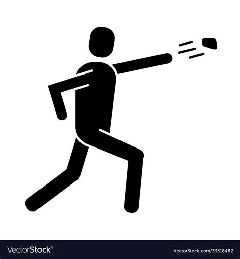 Man Protesting Throwing Rock Silhouette Style Icon