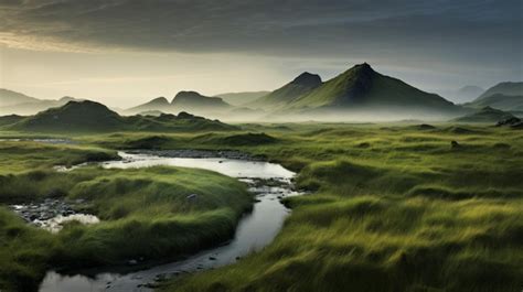 Premium Ai Image Captivating Wetland Photograph Of Danish Hills With