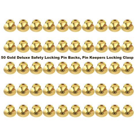 50 Gold Deluxe Safety Locking Pin Backs Pin Keepers Locking Clasps Sc