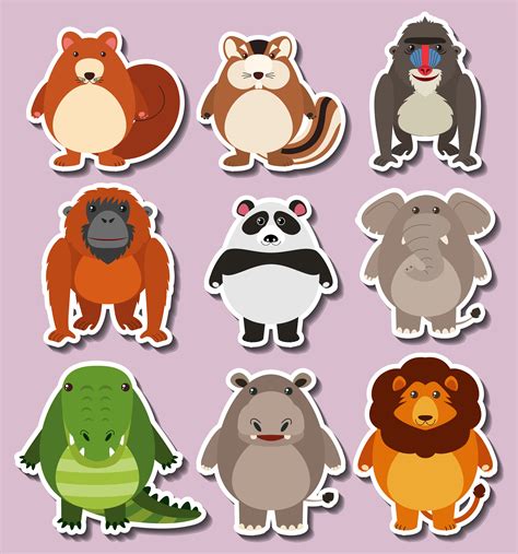 Sticker Design With Cute Animals 297792 Vector Art At Vecteezy