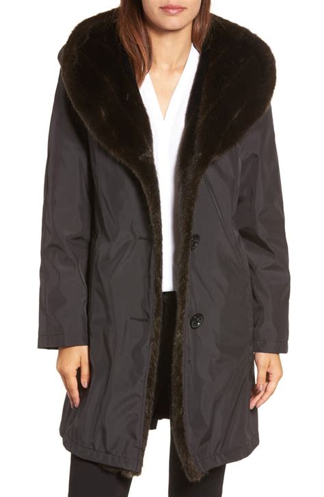Gallery Storm Coat With Faux Fur Trim And Lining Nordstrom