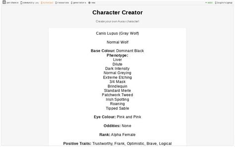 Character Creator ― Perchance Generator