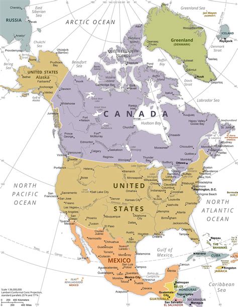 Carte De Political North America Map ǀ Toutes Les Cartes Et