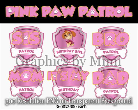 Pink Paw Patrol Logo Clipart Png Imágenes Prediseñadas Etsy