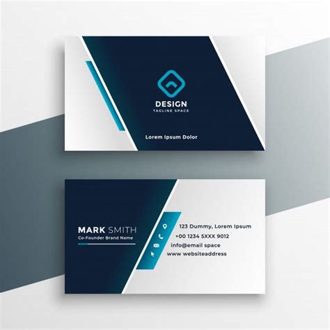 Free Vector Elegant Business Card Design In Blue Geometric Style