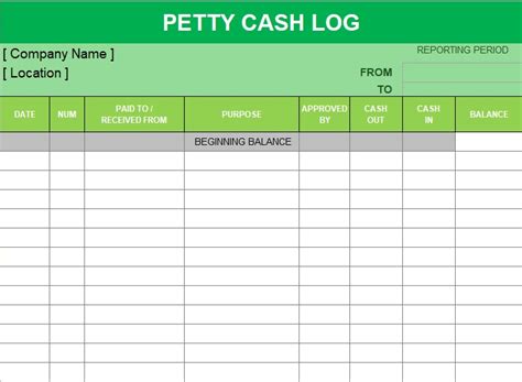 21 Free Printable Petty Cash Log Templates Excel Word Pdf Best