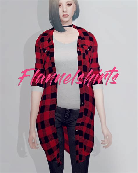 Kks Sims4 Long Flannel Shirts Sims 4 Clothing Flannel Women
