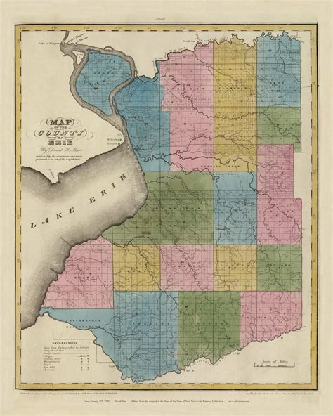 Erie County New York 1829 Burr State Atlas Old Maps