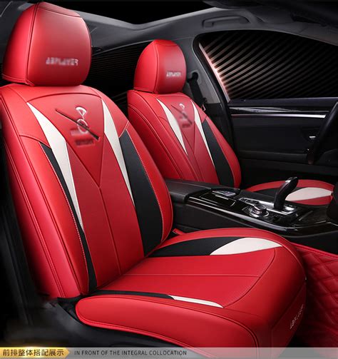 red car seat covers full set premium microfiber leather 5 seats car universal ebay