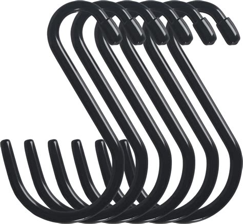 Cozihom 6 Inch Heavy Duty Vinyl Coated S Hooks Black