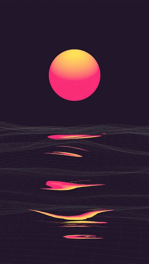 1080x1920 Retrowave Sunrise Reflections Sea Clear Sky Dark