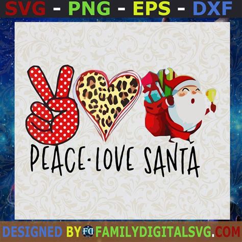Peace Love Santa Sublimation Png Digital Download Santa Png Christmas Sublimation Peace Love