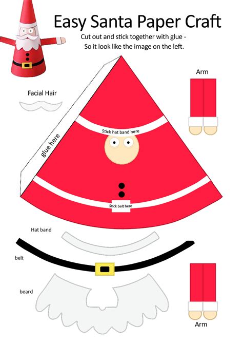 Easy Paper Craft Santa For Kids Print Out And Follow Instructions On