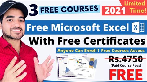 3 Free Certification Courses Advance Microsoft Excel Free Course