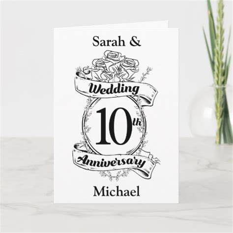 10th Wedding Anniversary Roses Card