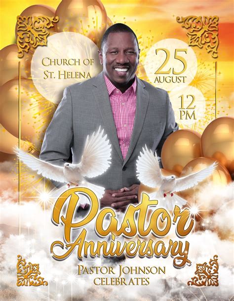 Golden Artistic Pastor Anniversary Free Flyer Template PSD By Elegantflyer