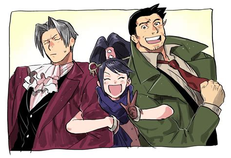 Miles Edgeworth Dick Gumshoe And Kay Faraday Ace Attorney And 1 More