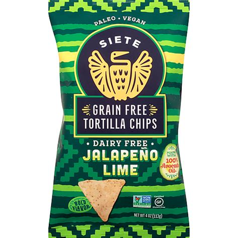 Siete Grain Free Jalapeno Lime Tortilla Chips 4 Oz Meriendas Papitas