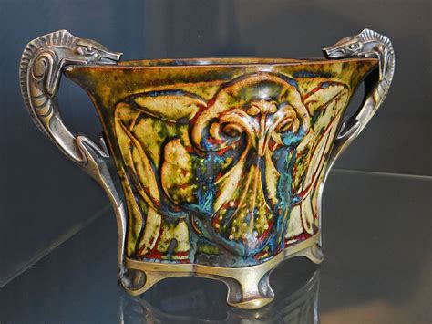 Pierre Adrien Dalpayrat 1844 1910 Glazed Stoneware Vase With Bronze