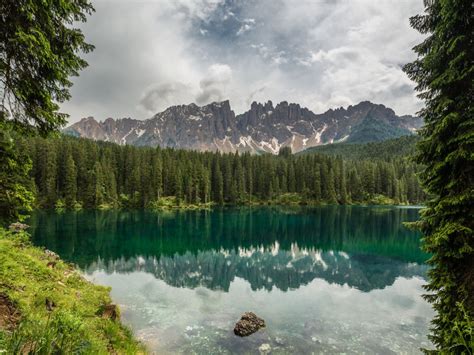 Karersee Lake In The Dolomites In South Tyrol Italy Ultra Hd Wallpapers