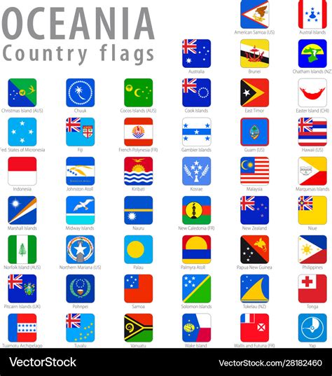 Square Oceania National Flags Royalty Free Vector Image