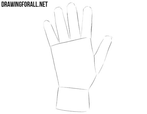 Begin by sketching the first arm. How to Draw a Glove | Drawingforall.net